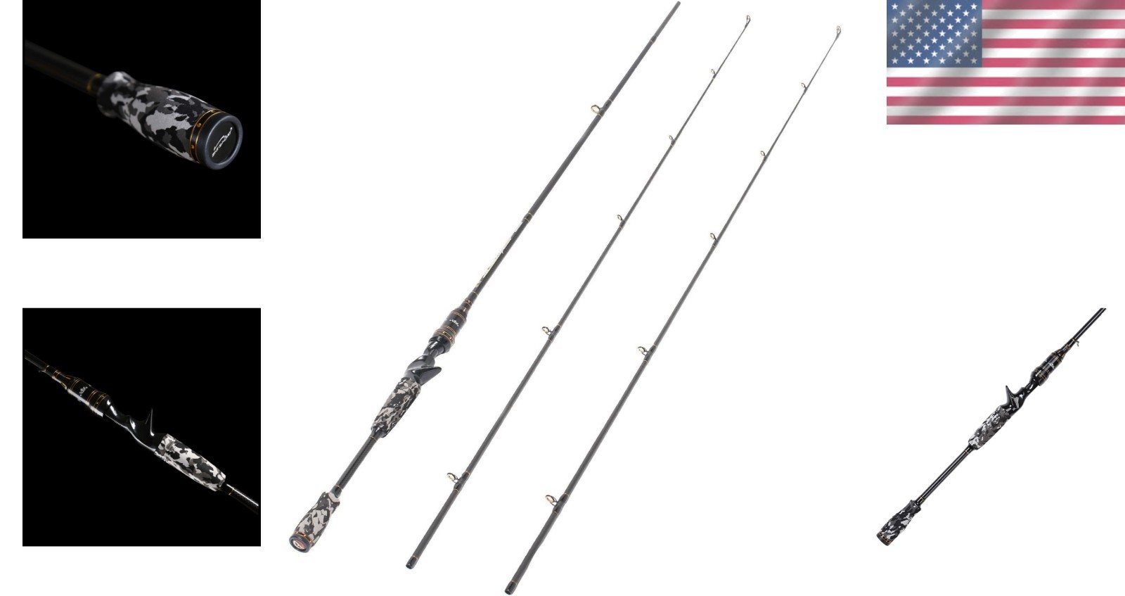 Camo Legend 2-Piece 7′ Bass Fishing Rod – Medium & Medium Heavy Tips Included