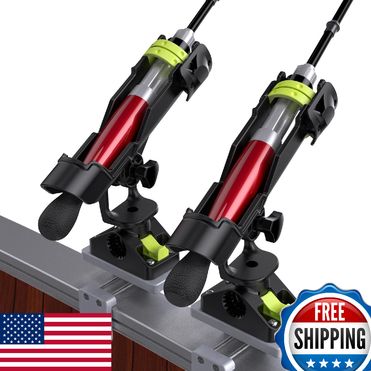 Boat Fishing Rod Holder Square Rail Mount, 360° Adjustable, Universal Fit