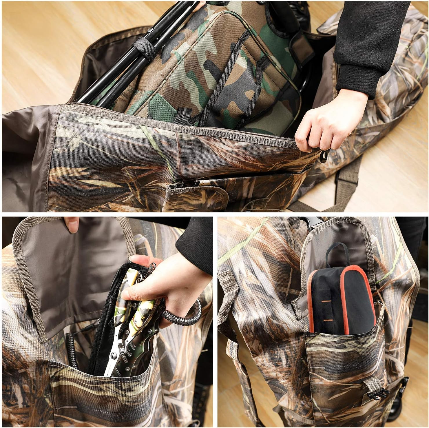 Durable Canvas Fishing Rod & Reel Organizer Bag Travel Carry Case Bag- Holds 5 P