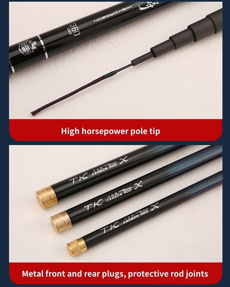 Fishing Rods Carbon Fiber Telescopic Fishing Rod Hand Stream Pole 2.7m-6.3m Pole
