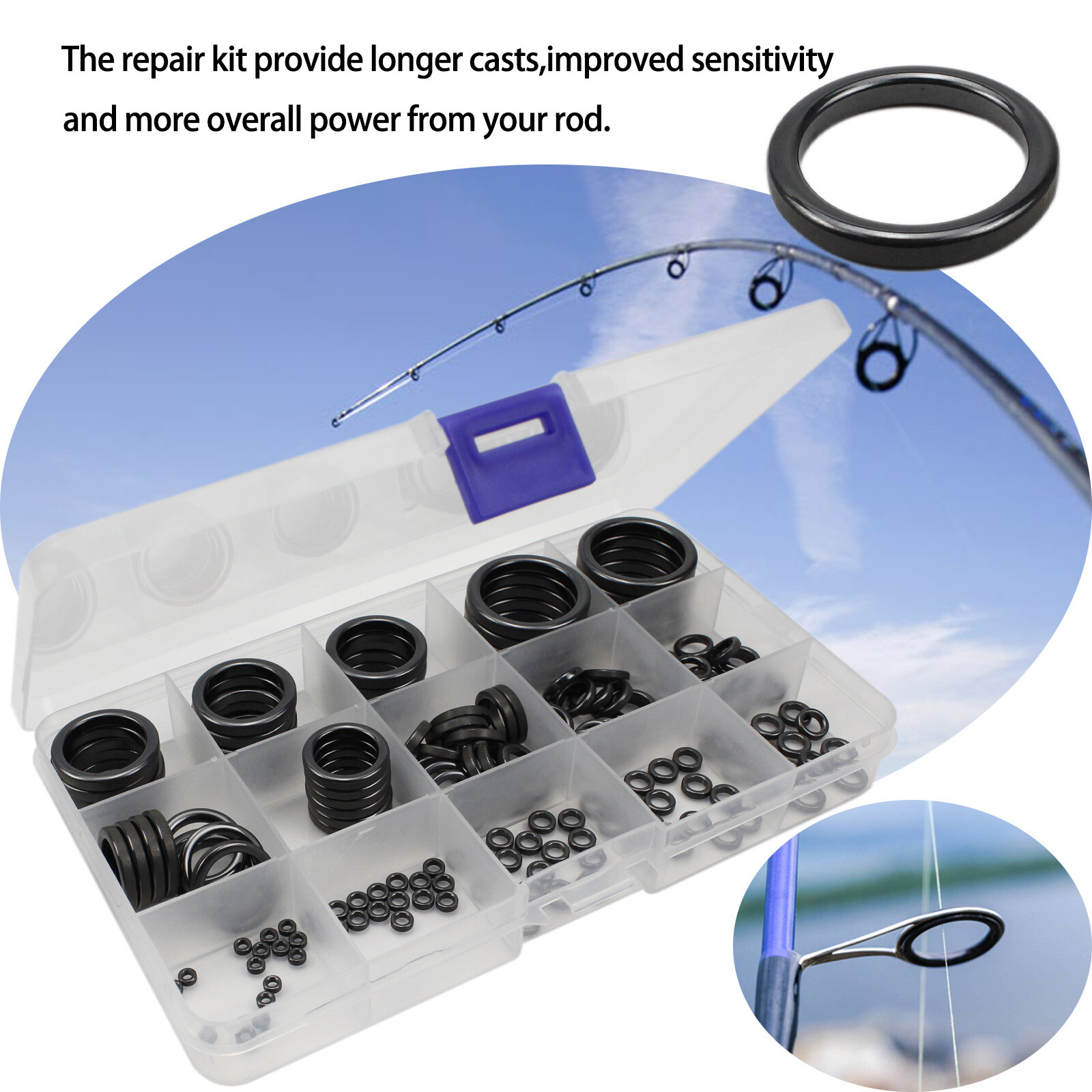 160PCS Ceramic Guide Ring Set,Thread Passing Ring Fishing Rod Guide Eye Repair