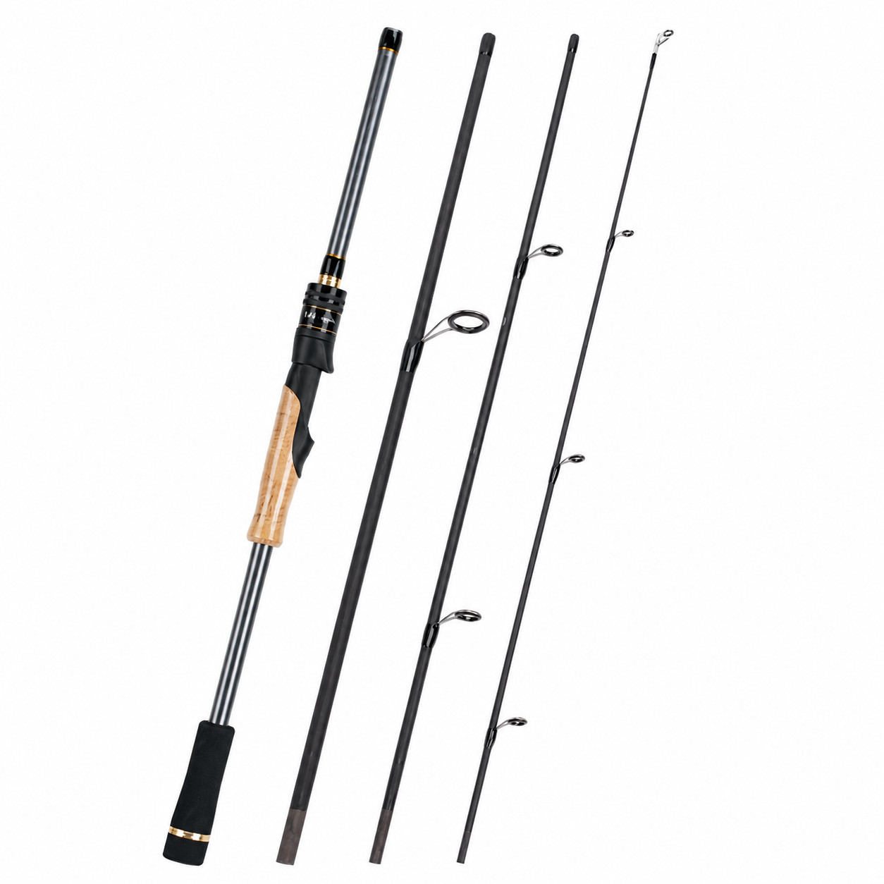 Carbon Fiber Bass Fishing Rod, ML Action Multi Piece Travel Fishing Rod