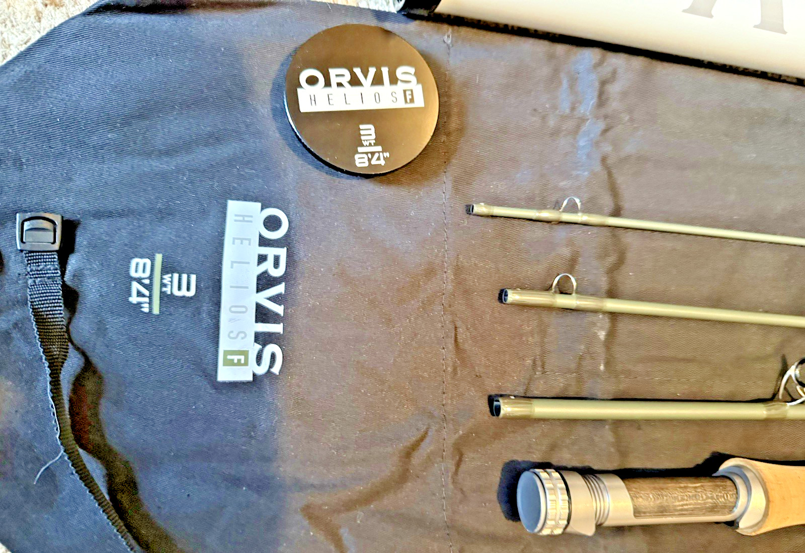 Orvis Helios F 8 Foot 4 Inch #3 4 Piece Trout Fly Rod with Bag & Travel Tube