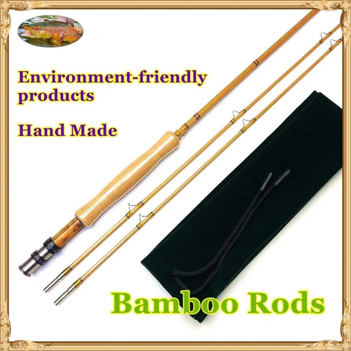 Garrison 209 7′ 6″ ~ 5 wt / ZHUSRODS Vintage Bamboo Fly Rods / Fly Fishing Rods