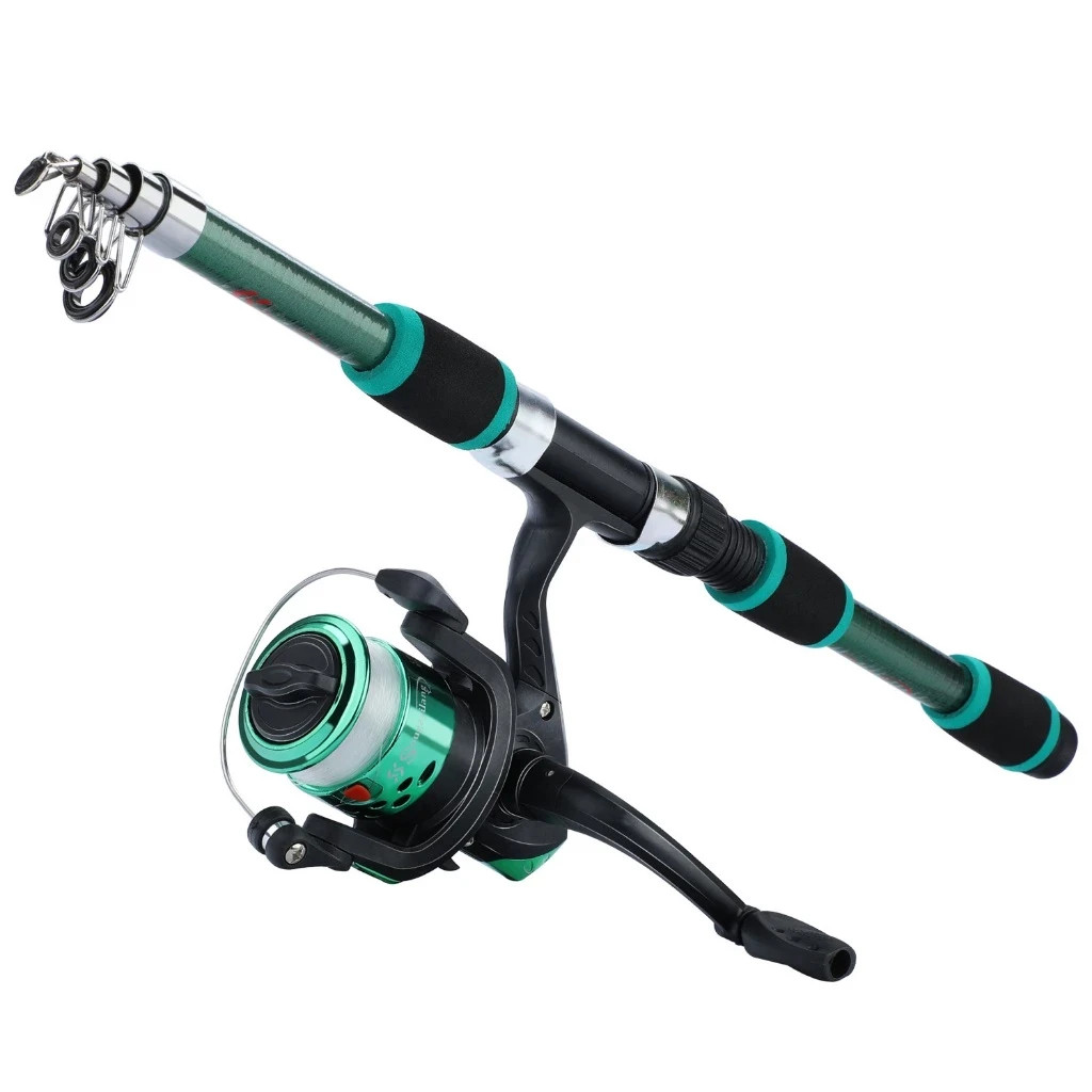 Sougayilang Mini Fishing Rod Durable Glass Fiber Portable Travel Spinning Pole