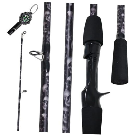 6’6″ Fiberglass Casting Rod, 2-Piece Skull Design, Durable & Sensitive with