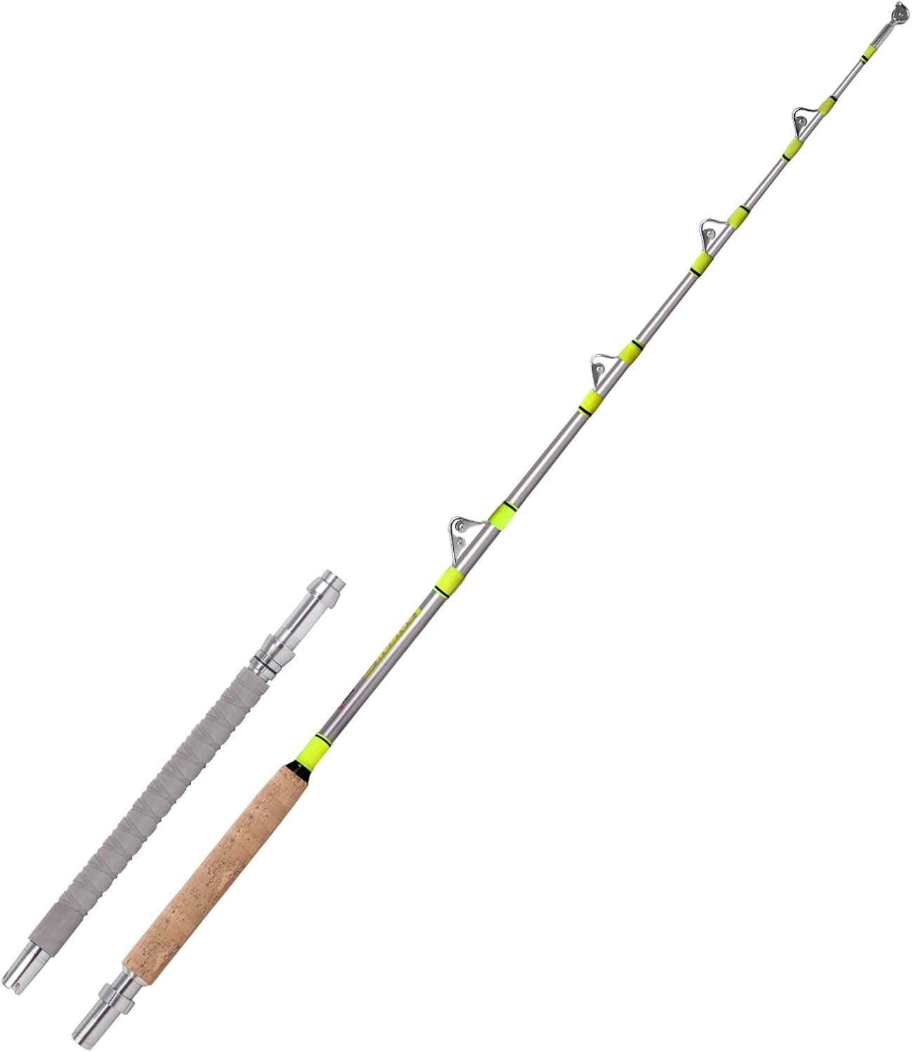 2-Piece Saltwater Offshore Trolling Rod Big Game Boat Fishing Pole 6′ 80-120lbs