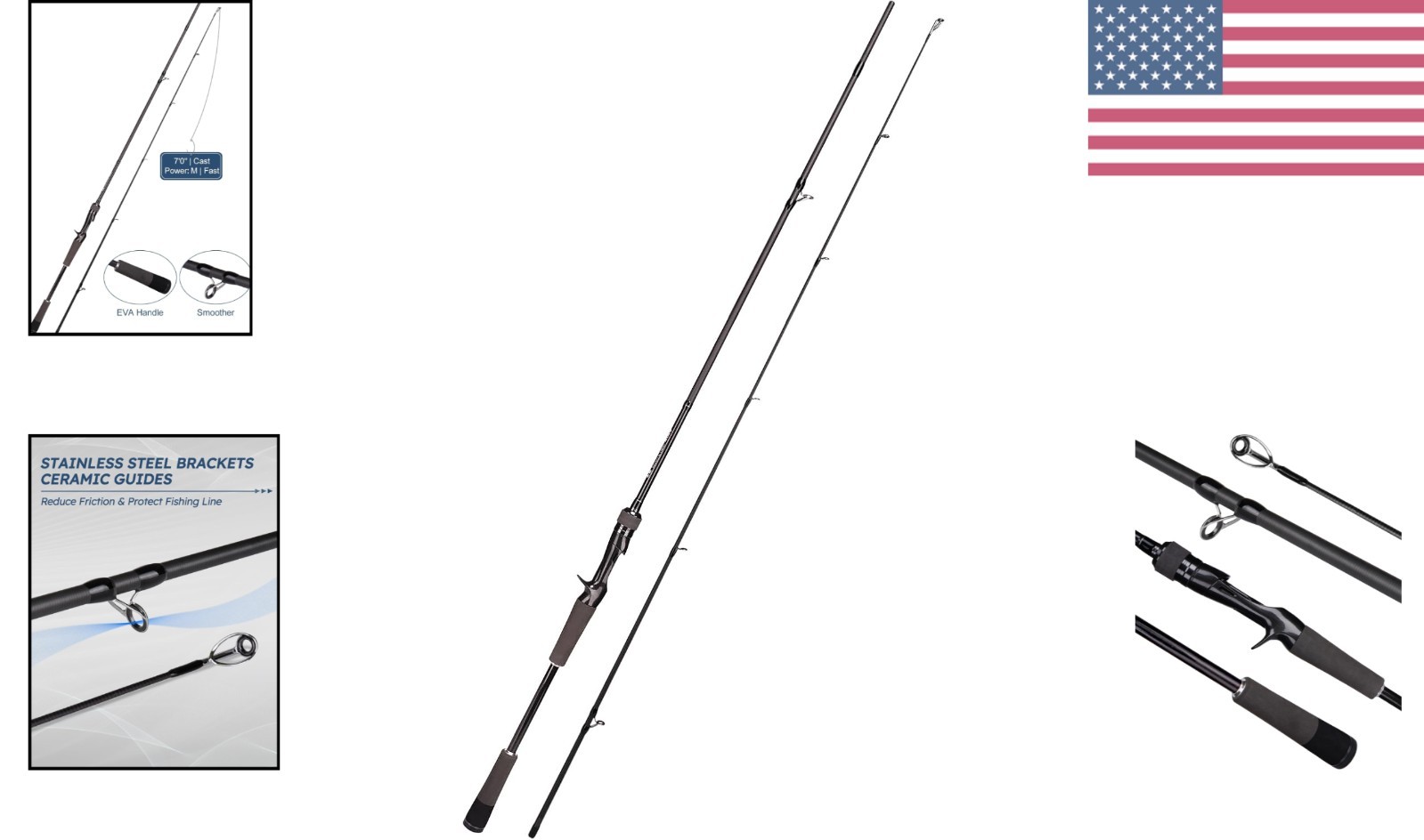 Carbon Fiber Fishing Rod Series 6-12 Ft, Spinning & Casting Rods with Stainle…
