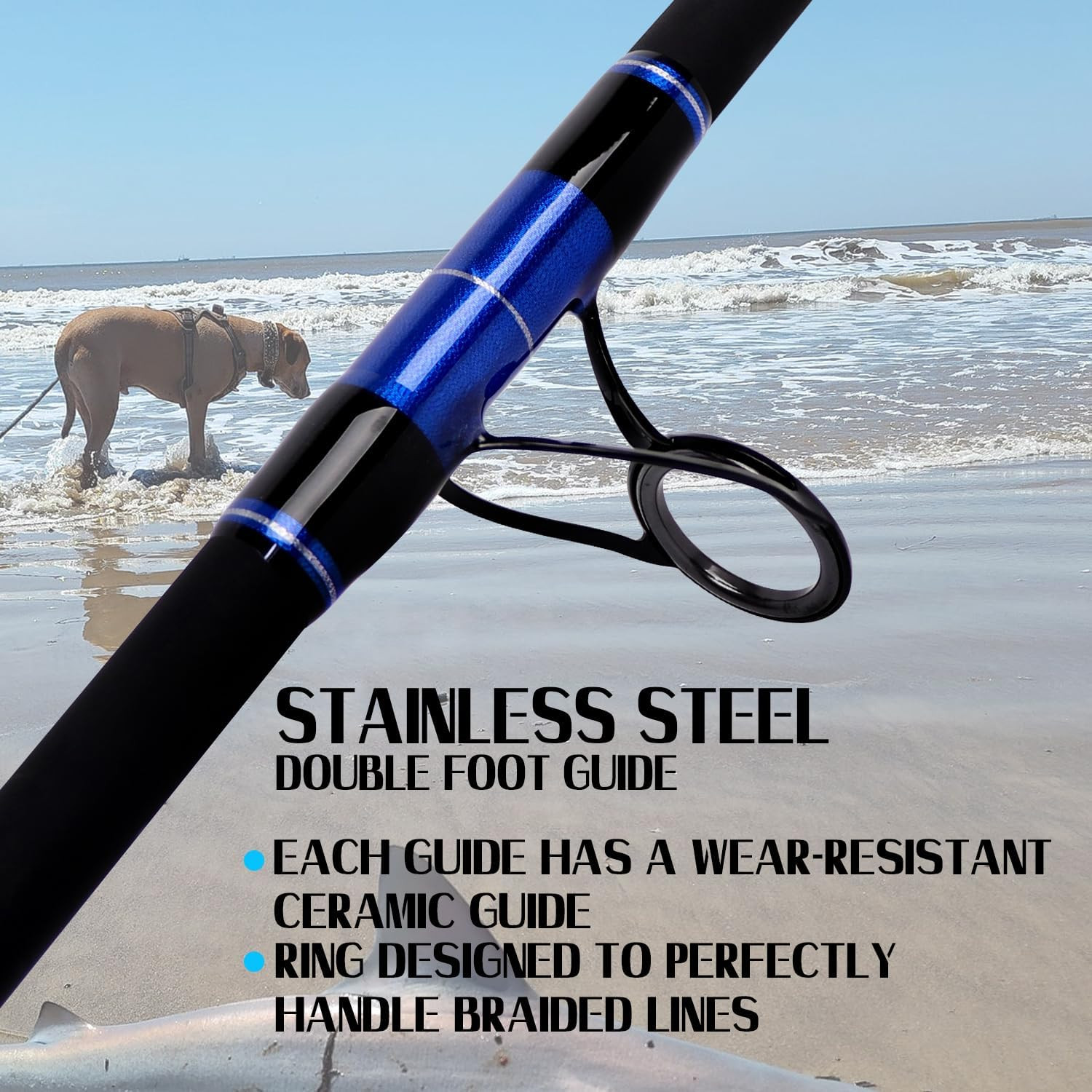 Surf Fishing Rod Carbon Surf Spinning Rod Portable Travel Saltwater Beach Blue S