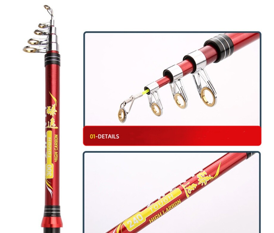 Telescopic Spinning Fishing Rod Travel Pole Lure Rod 2.1M 2.4M 2.7M 3M 3.6M Rods