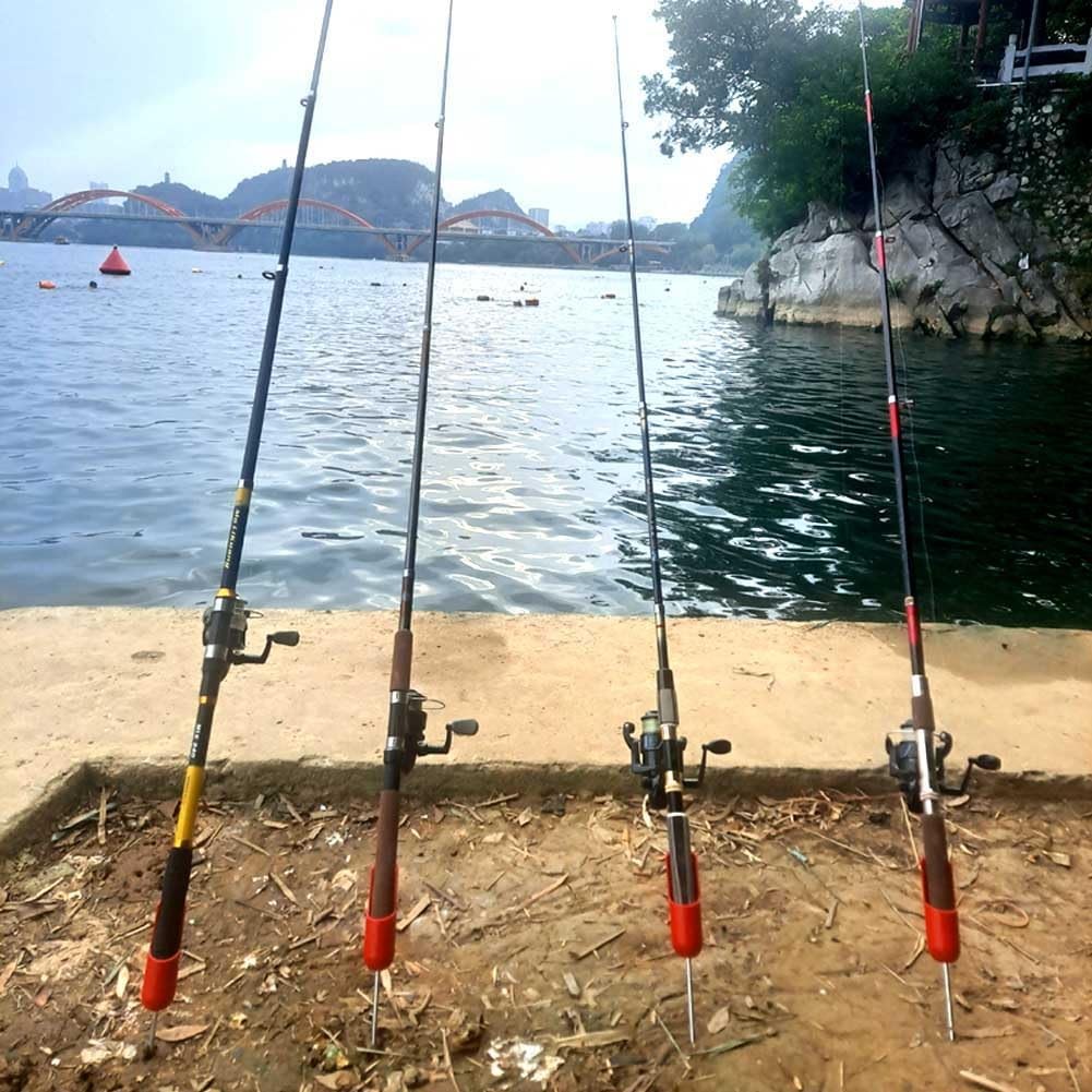 FASPLORE 4-Pack Fishing Pole Holders Ground, Rod Holder, Medium, red