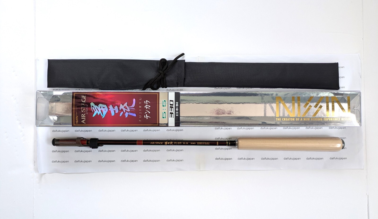 Nissin Air Stage Fujiryu 5:5 330 Tenkara Rod Telescopic Fishing Pole Canne 10’7″