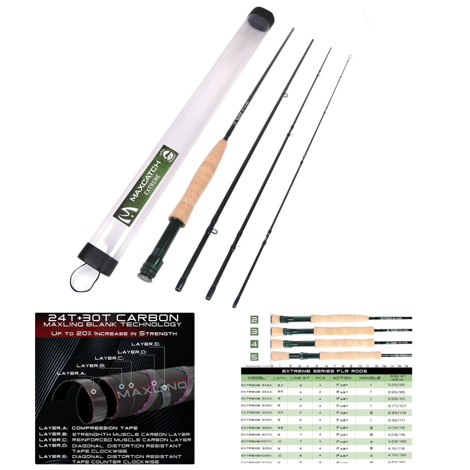Extreme Performance 4-Piece Fly Fishing Rod, Perfect for All Fish Species