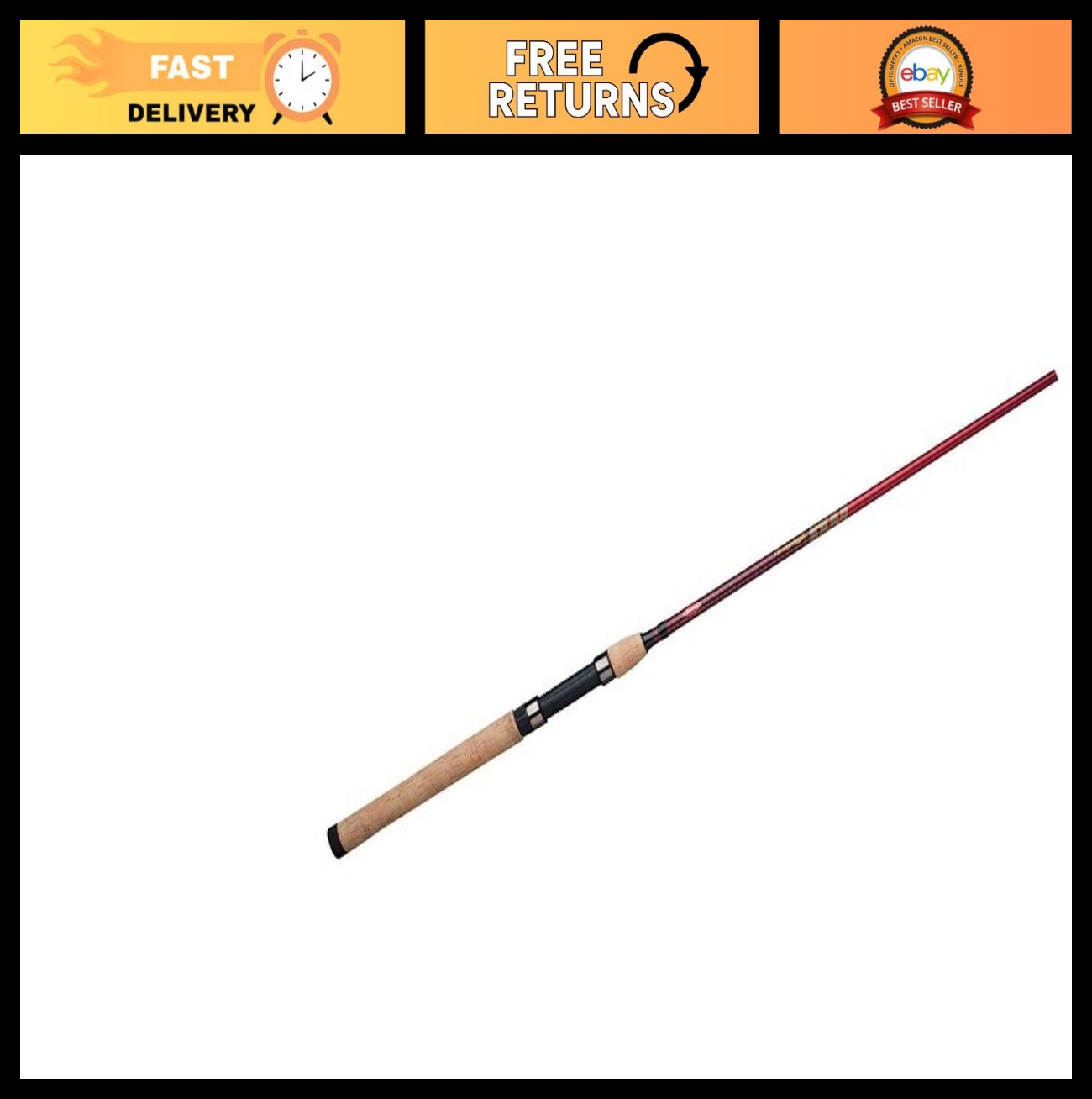 Cherrywood HD Spinning Fishing Rod – Lightweight, Durable, 6’6″ Fishing Pole