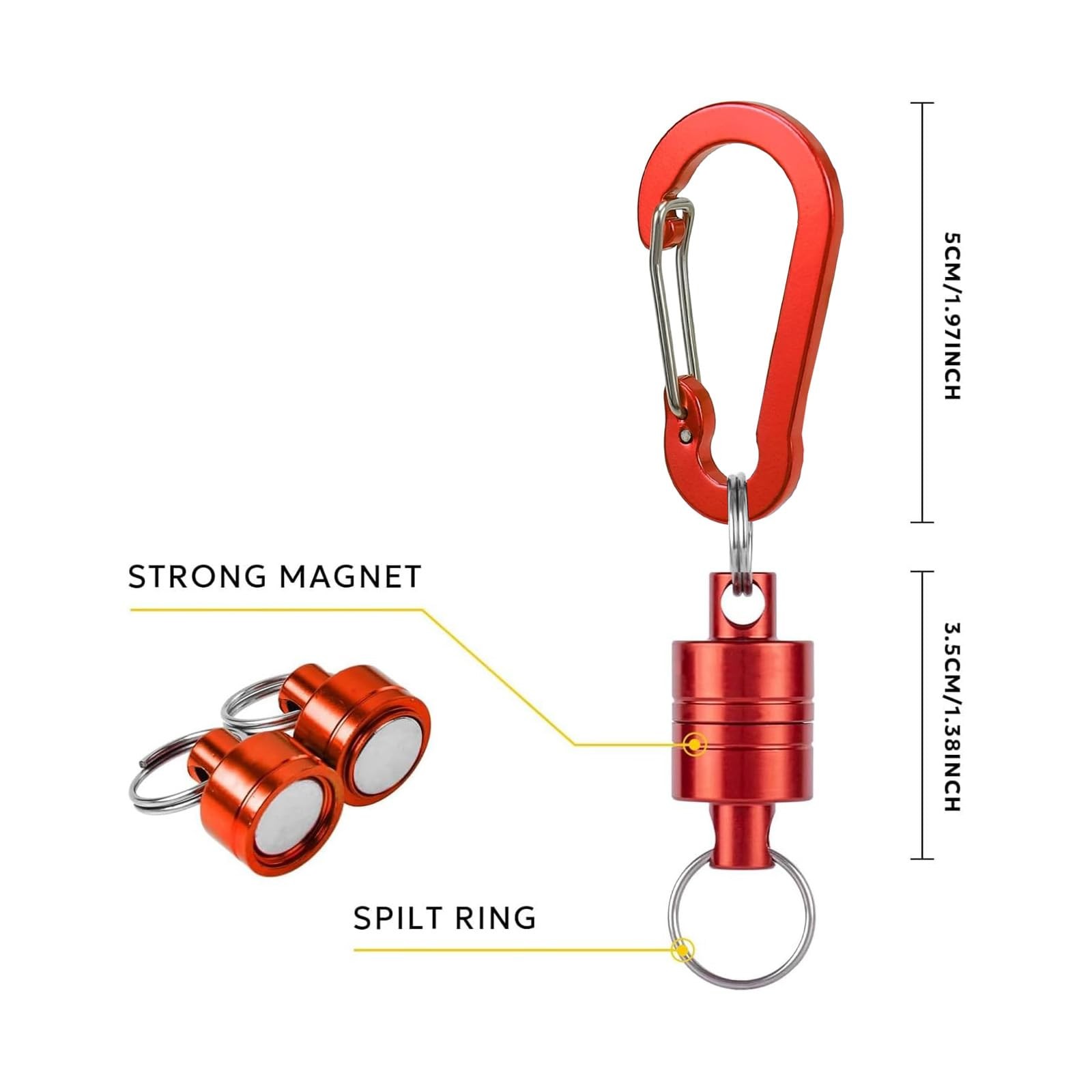 VQORAHUIX Magnetic Net Release Fly Fishing Up to 100″, Red Aluminum
