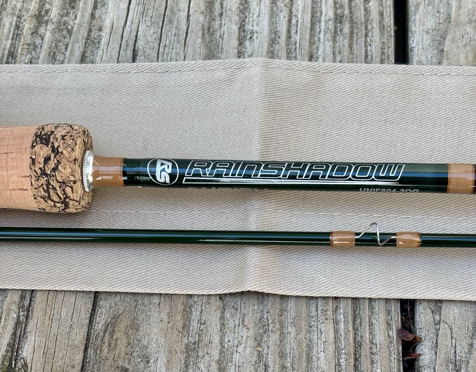 Custom Built Rainshadow 8ft 4 Wt Fly Rod. Agate Stripping Guide Custom Cork Grip
