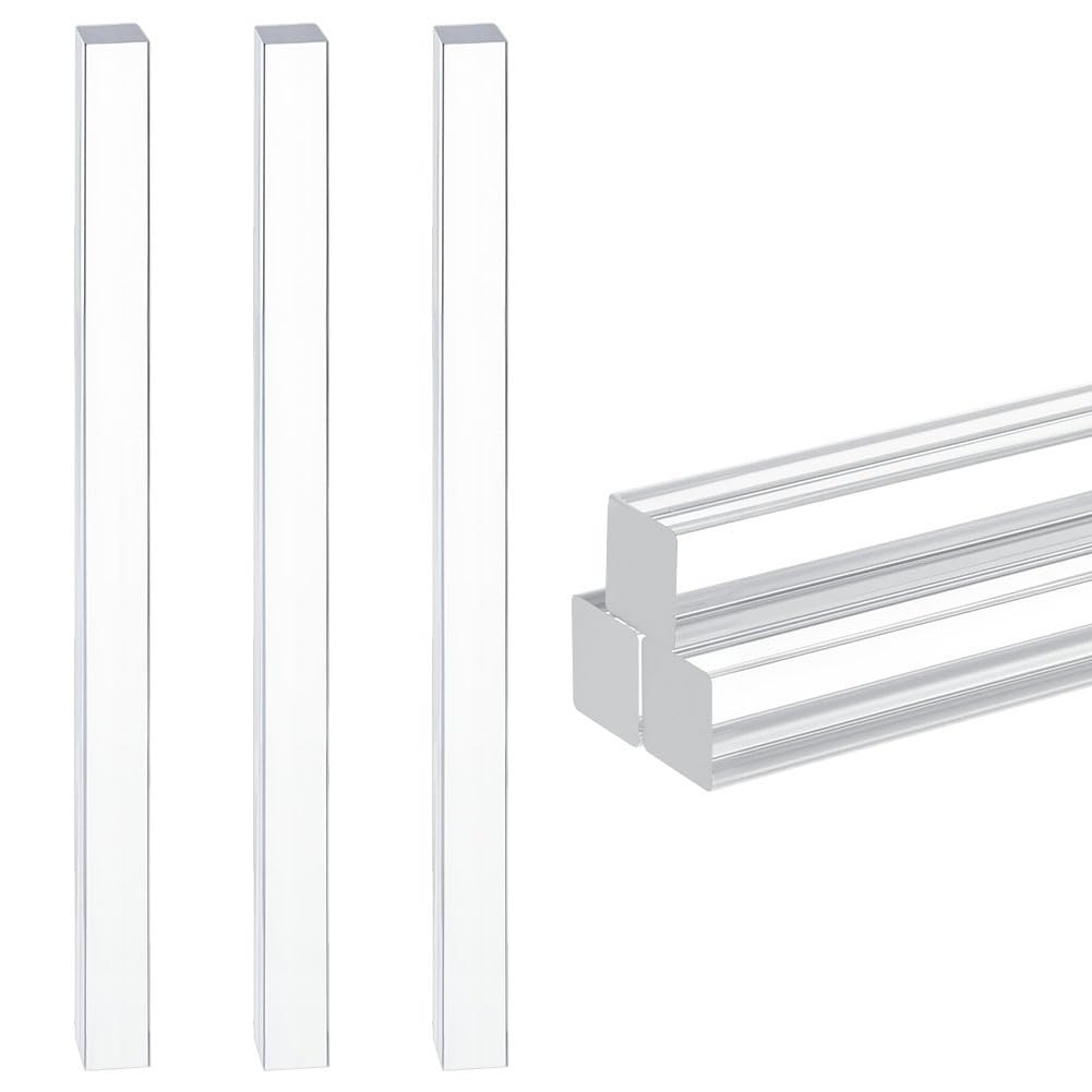3 PCS 10×0.6×0.6 Inch Square Solid Clear Acrylic Dowel Rods Column Bar Stick