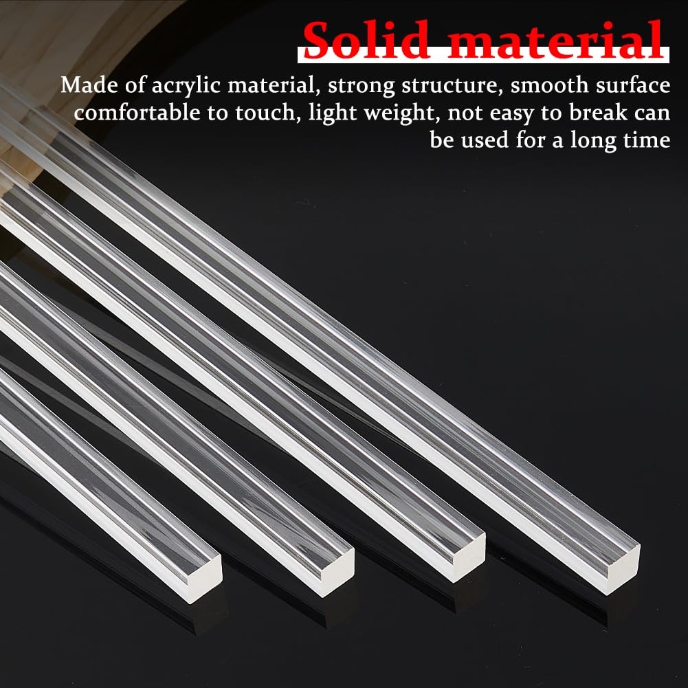 4 PCS Acrylic Square Rod 248x10x10mm Clear Stick Dowel Solid Bar DIY Model