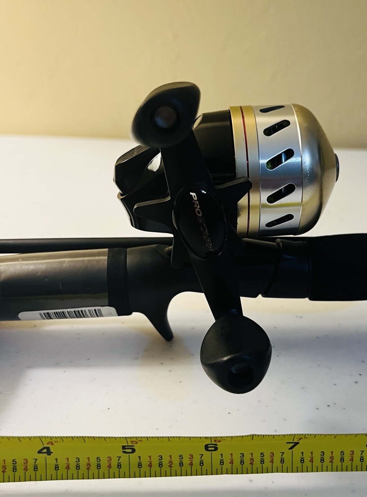 Vtg Zebco Pro Staff Spinning Fishing Rod & Spincast Combo 2 Piece Rod 6′ M