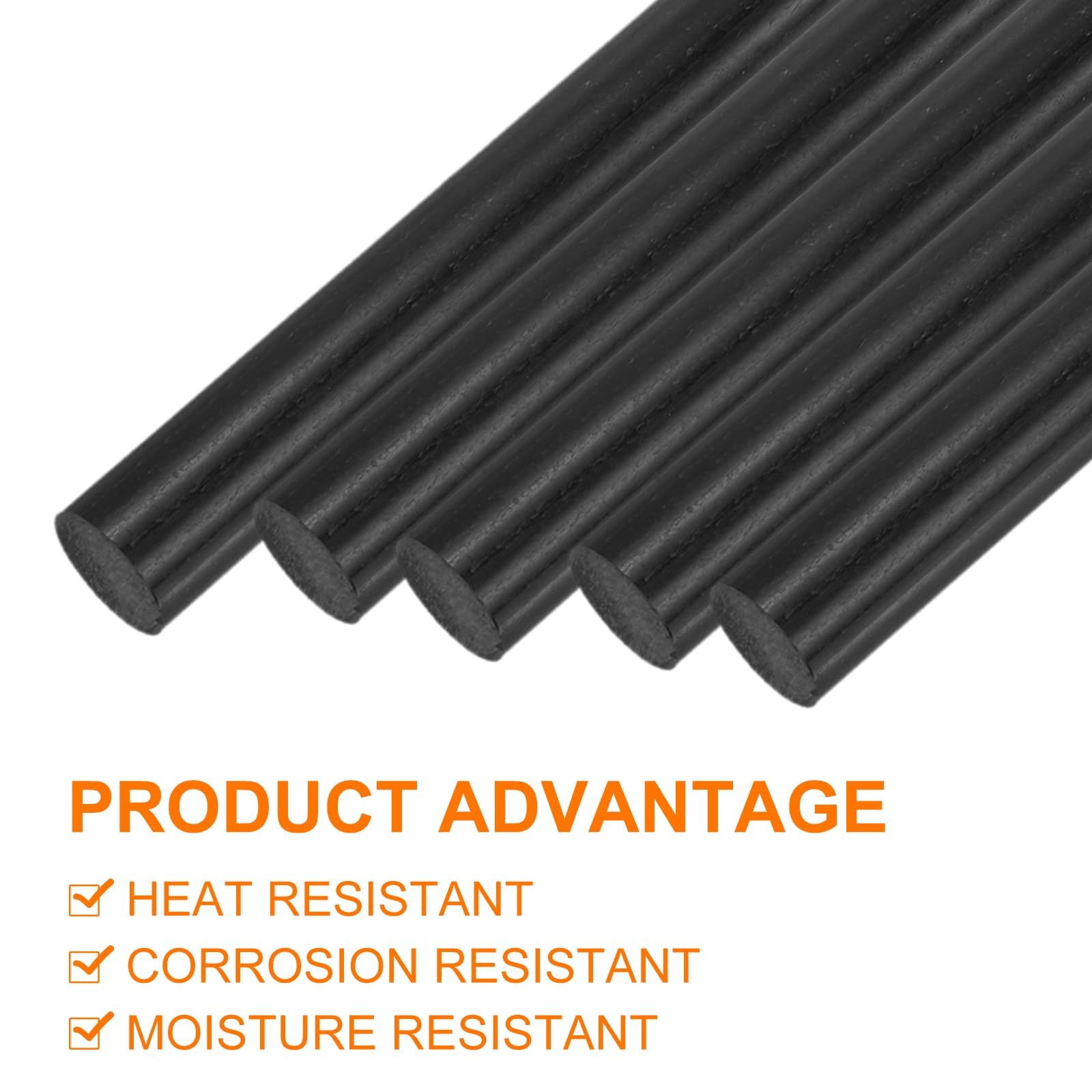 uxcell 5 Black ABS Rods 500mm