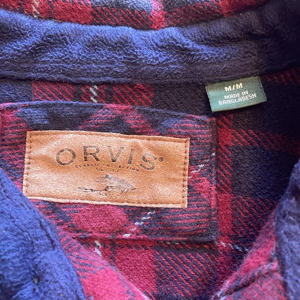 Orvis Men’s Big Bear Heavyweight Double Brushed Flannel Button Down Shirt Size M