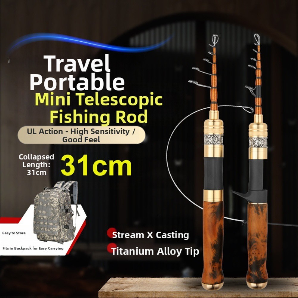 Fishing Rod Carbon Fiber With Solid Wood Handle And Titanium Tip 1 5 1 68 1 8M