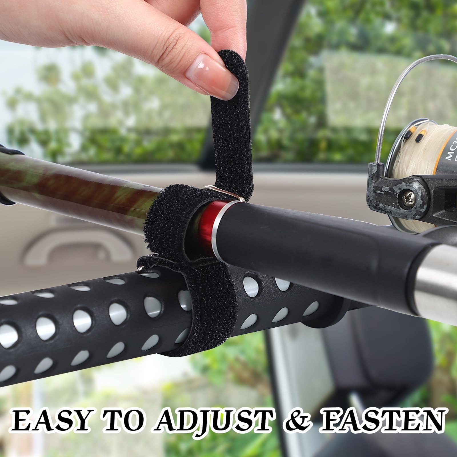 2 Pcs Fishing Rod Holder for Car Heavy Duty 35 to 64 inches, black