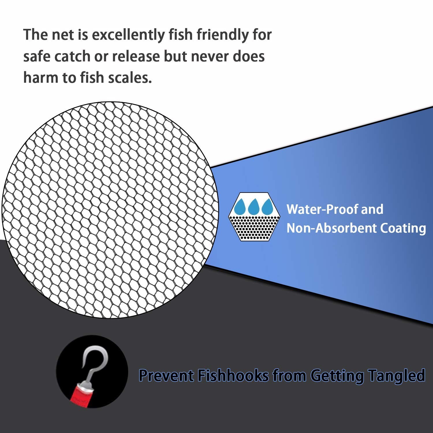 SANLIKE Collapsible Telescopic Fishing Net Rubber Coated Fresh/Salt Water | R…