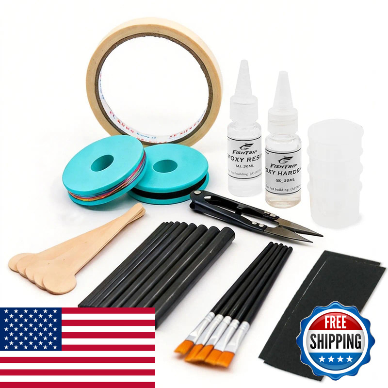 Fishtrip Fishing Rod Repair Kit Complete Epoxy10Pcs Carbon Fiber Sticks Pole