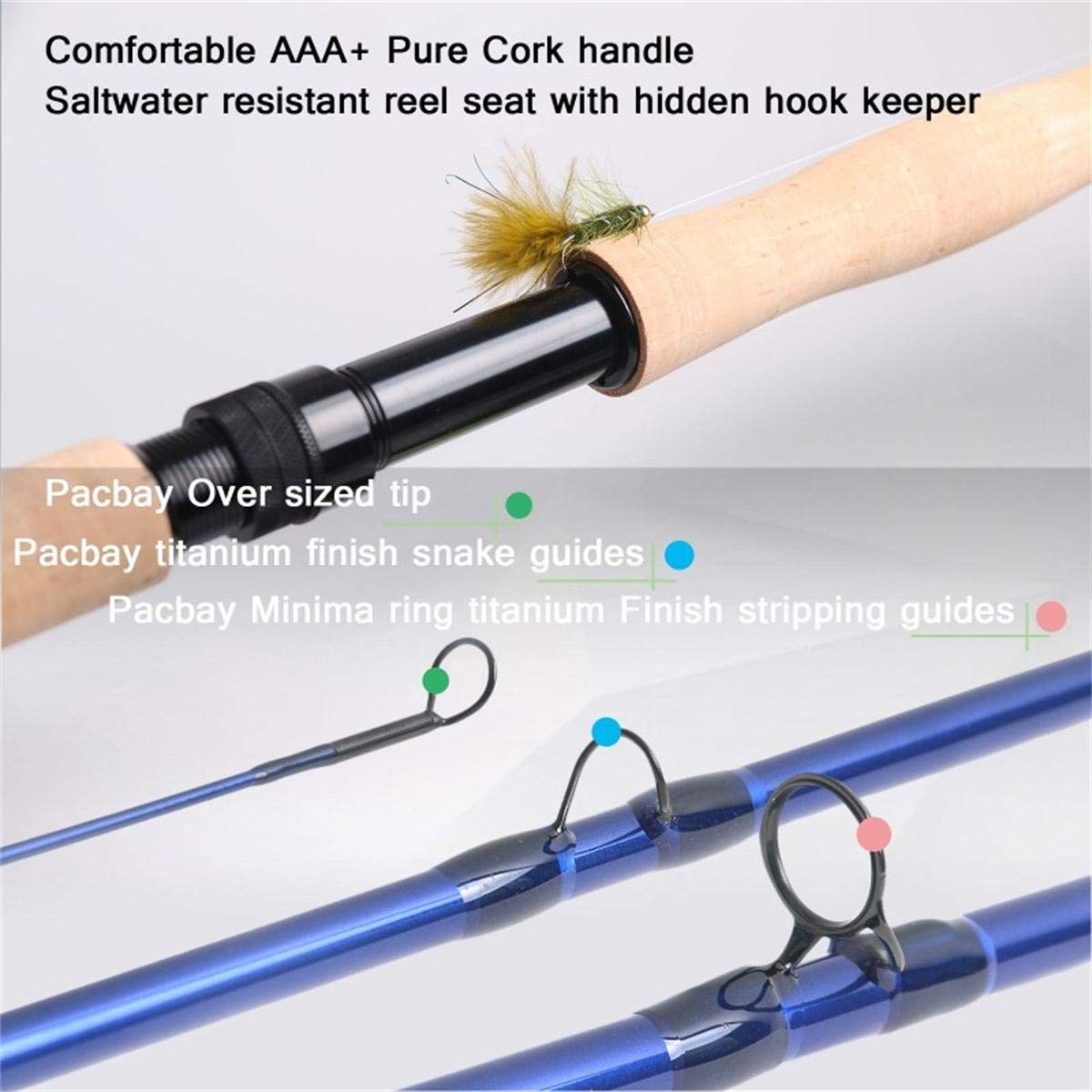 Fly Fishing Rod Saltwater 9ft 4-Piece 9/10 Weight 9′ 8wt