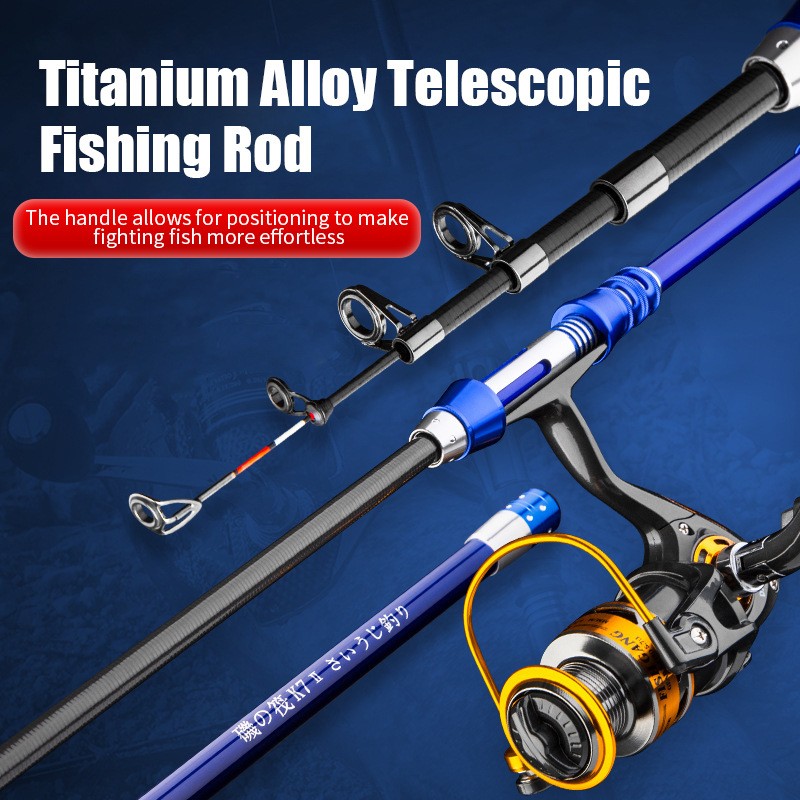 Small Portable Telescopic Titanium Alloy Fishing Rod Sea Pole Spinning Rod