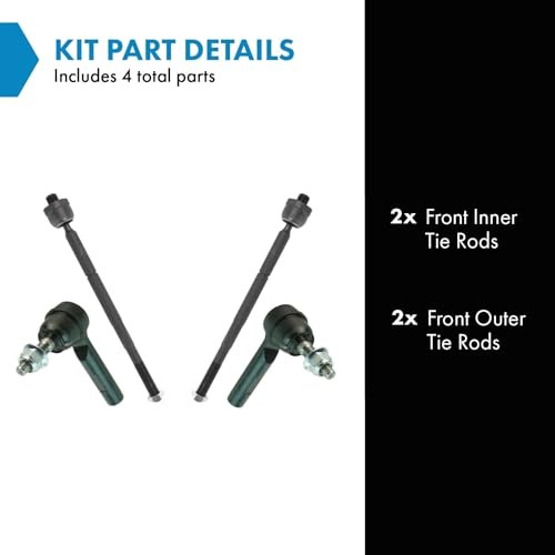 Inner and Outer Driver and Passenger Side Tie Rod Set 4 Piece for PSA48908