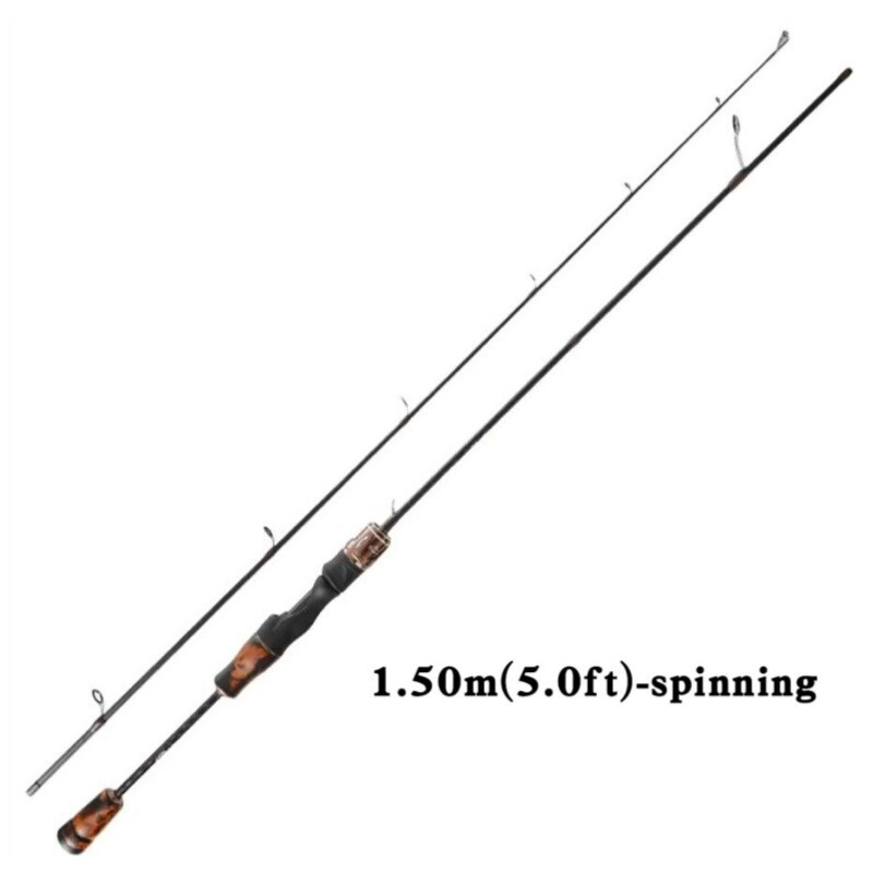 5ft/6ft Carbon Fiber Fishing Rod Spinning Casting Poles Lure Rod 2 Sections Fast
