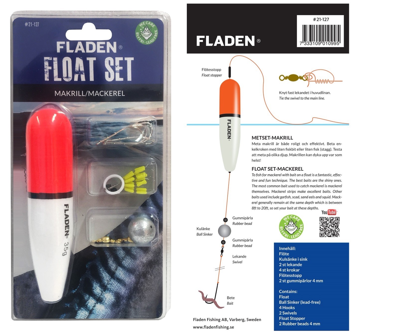 Fladen Sea Fishing Sea Float Kit , Hook Weight Swivel for Rock Pier Boat 27-127