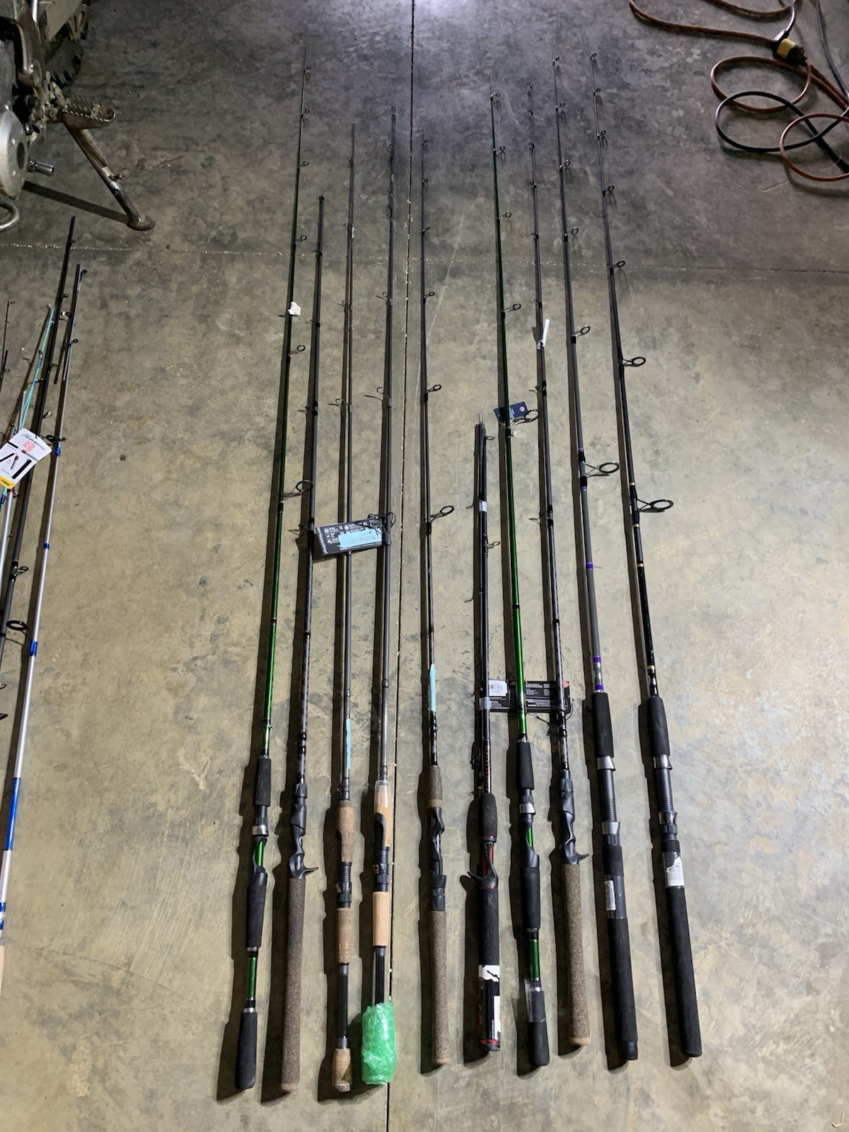 LOT OF 10 Assorted Brands FISHING RODS (BROKEN)