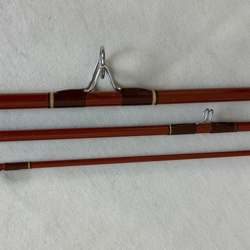 Vintage 1980s H.L. Leonard LFS470 7′ Fiberglass Spinning Fishing Rod #6 4Pc USA