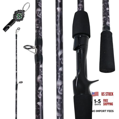 6’6″ Fiberglass Casting Rod – 2-Piece Skull Design – Durable & Sensitive