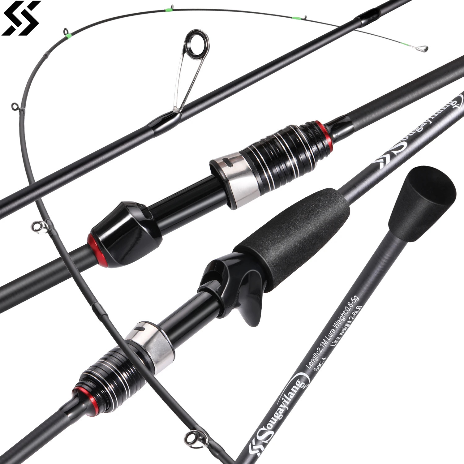 High Carbon Fishing Rod 4 Sections Lightweight anti Entanglement Guide Ring EVA
