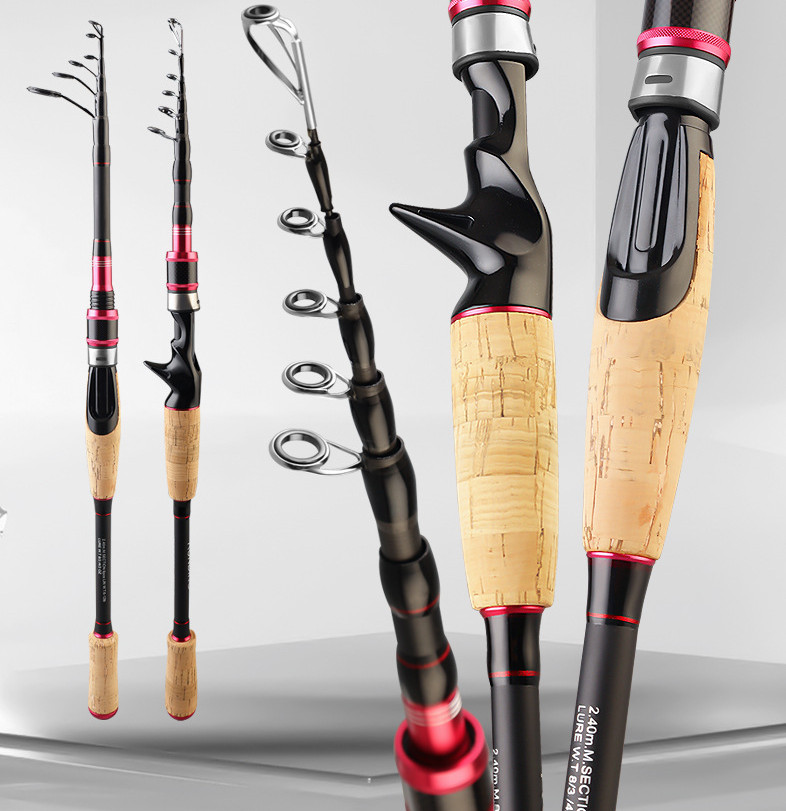 Carbon Casting Telescopic Fishing Rods 1.98m-2.7m Portable Poles Travel Spinning