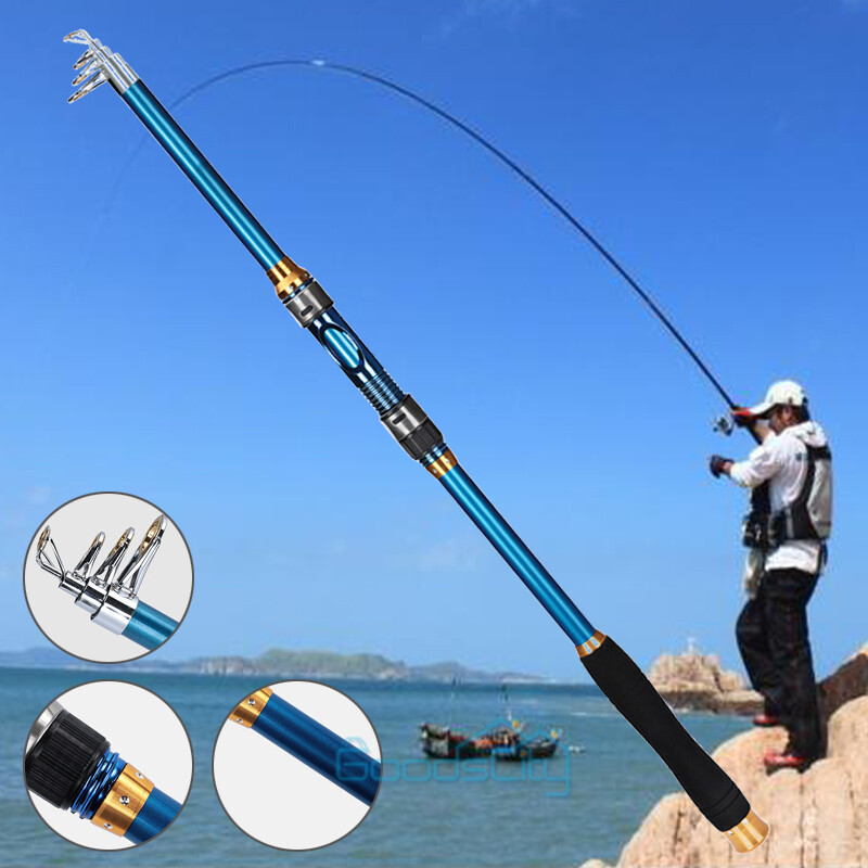 USA Telescopic Fishing Rod Pole Heavy Duty Carbon Fiber Sea Saltwater Freshwater