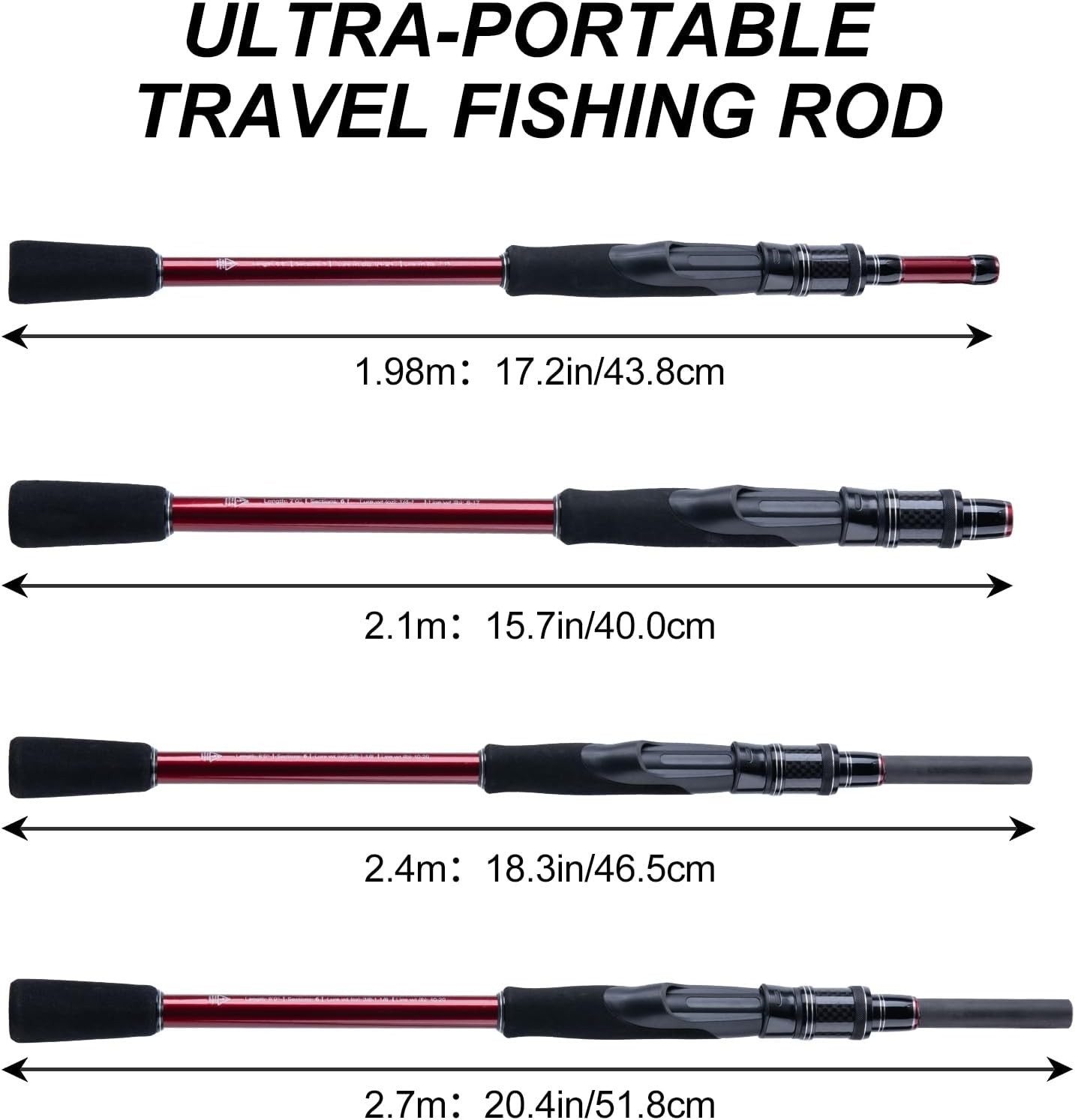 Travel Fishing Rod – Spinning Fishing Rods – Portable 5/6 Sections Adjustable…
