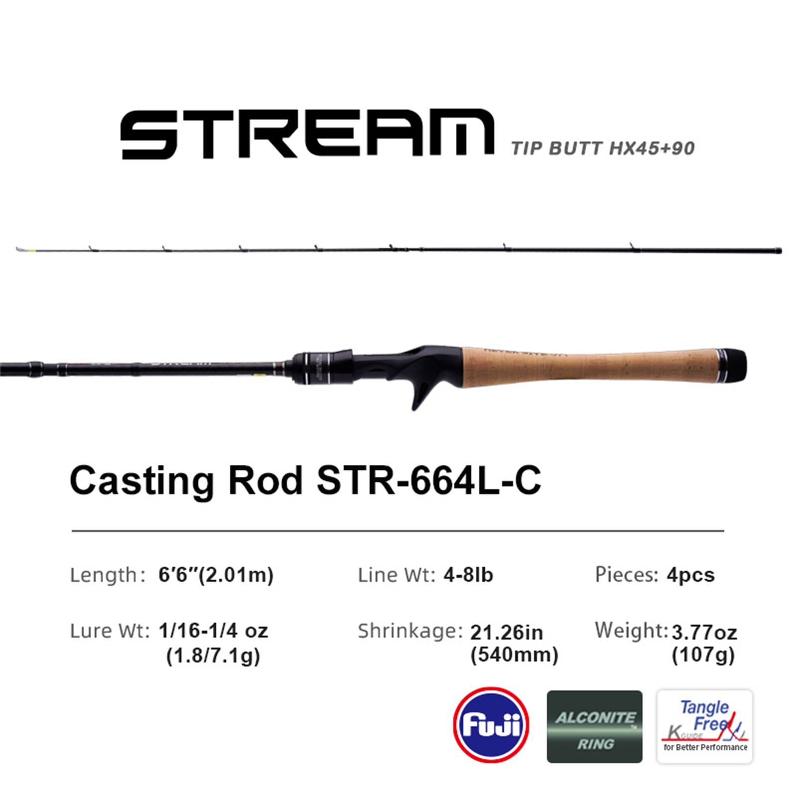 PURELURE STREAM Travel Portable Lightweight Lure Fishing Rod 6’5”/6’6” Fast