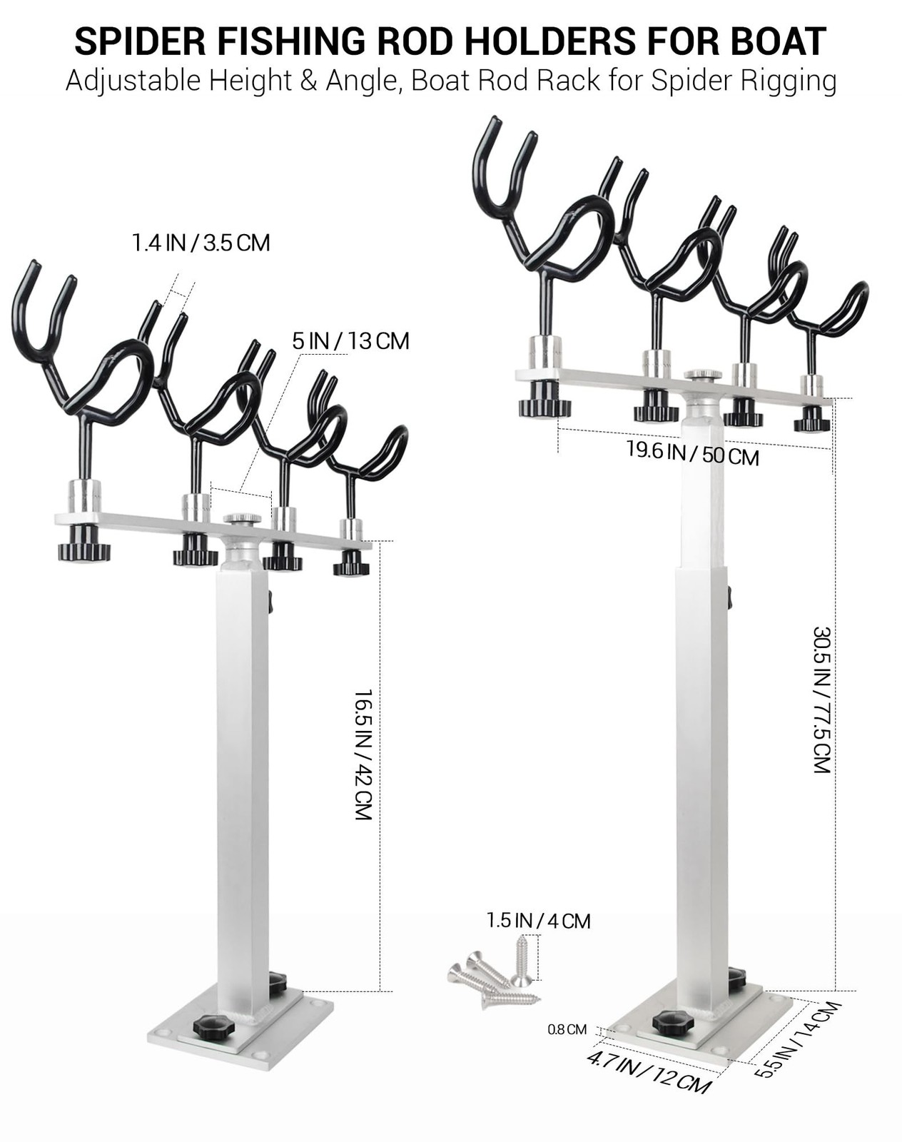 Aluminum Spider Rigging Rod Holder for Boat – 4 Pole Crappie Fishing Rack, He…