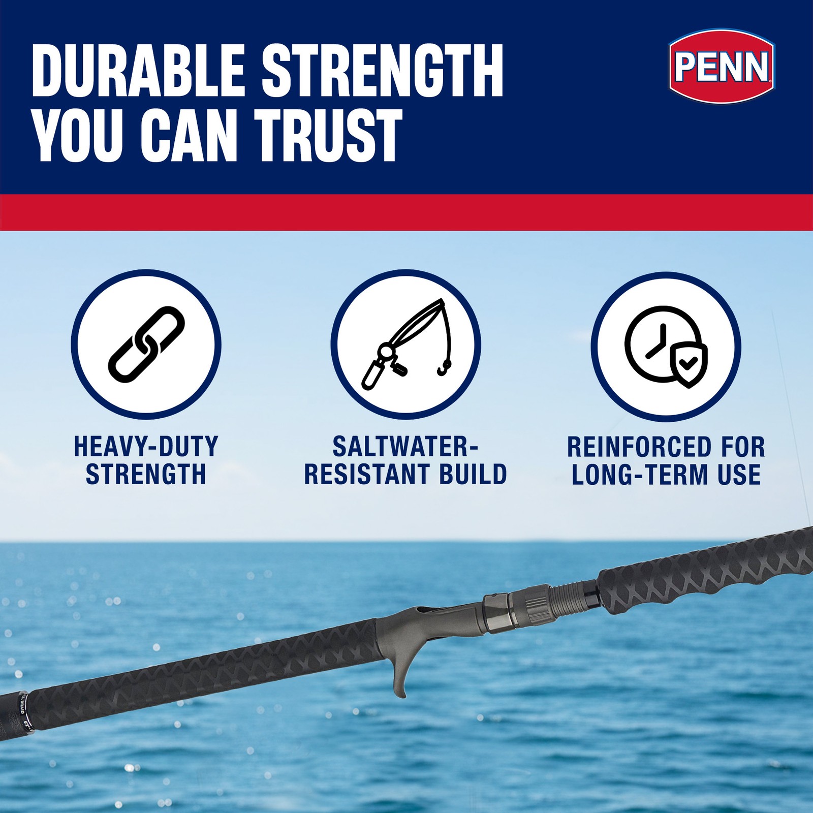PENN Carnage III Conventional Jigging Rod, 6’2″ Fishing Pole, Medium Heavy Power