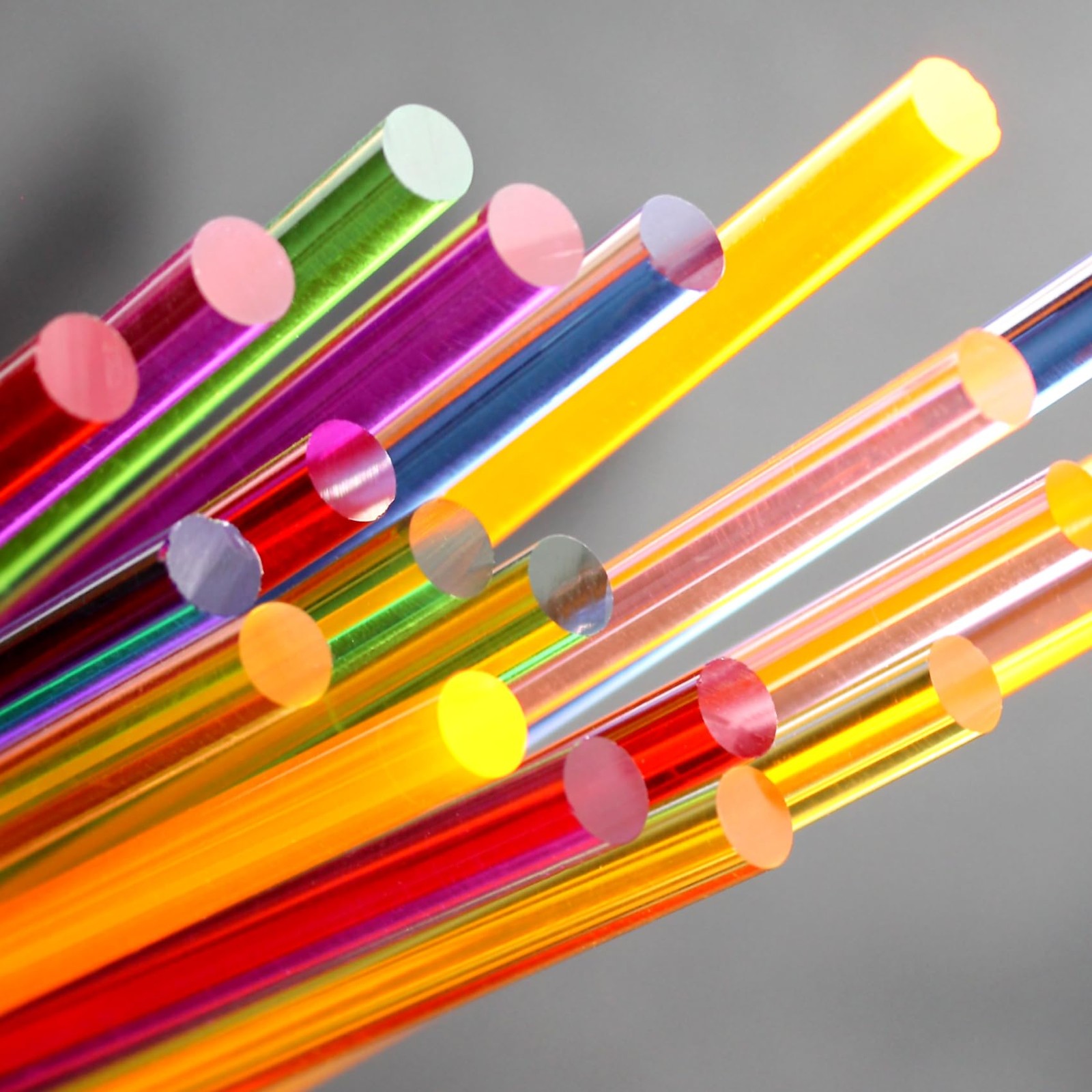 Acrylic Round Rod,21pcs,6mm Diameter 305mm Length,Multicolor Straight Line,So…