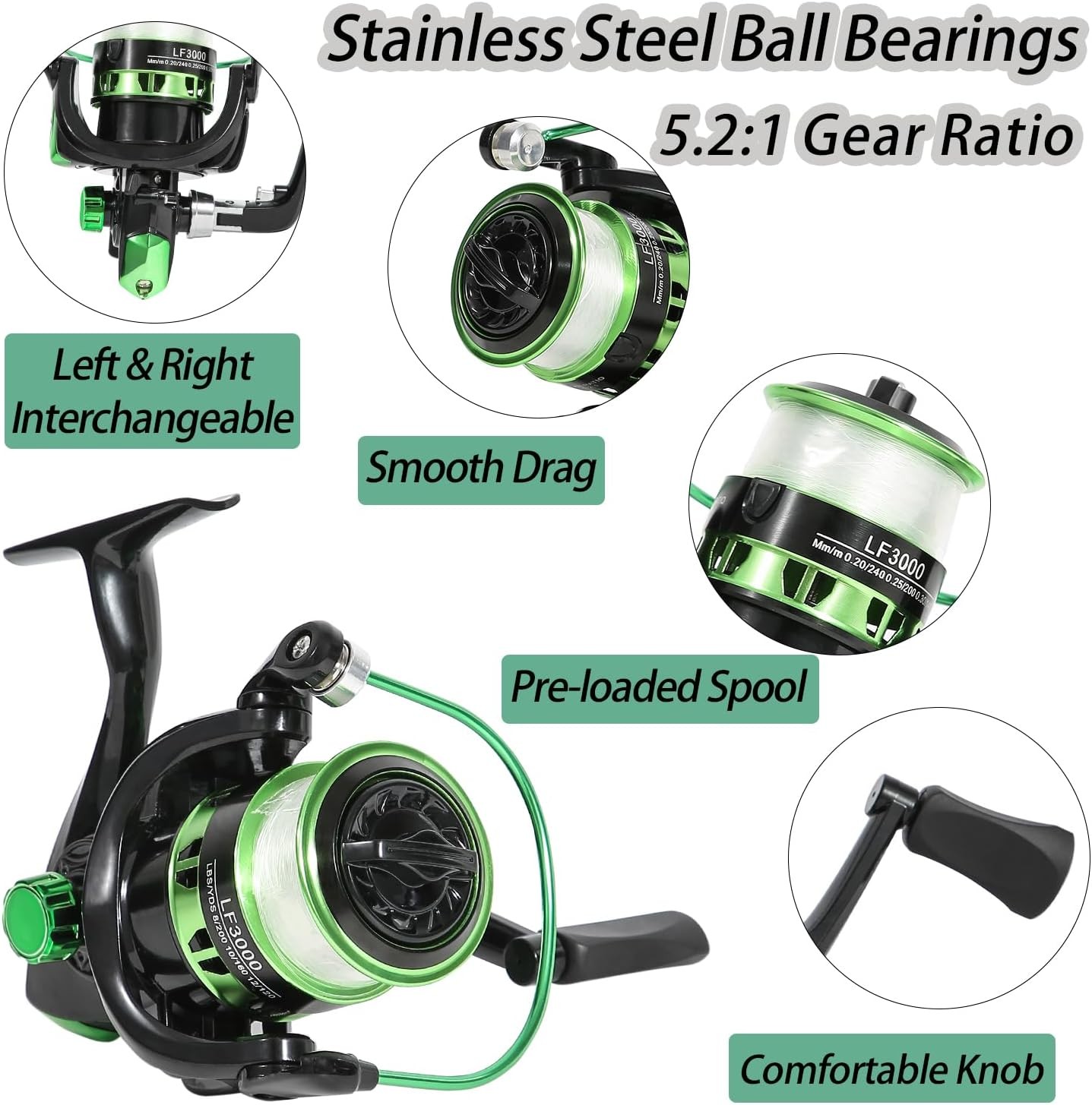 Telescopic Fishing Rod and Reel Combo with Fishing Pliers and Lip Gripper