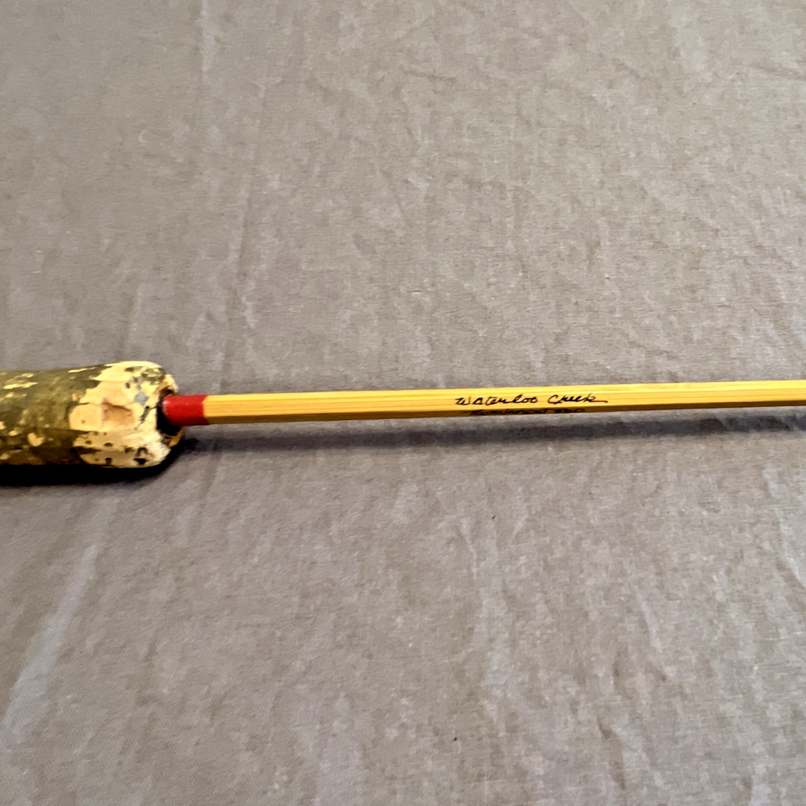 Waterloo Creek Tournament Pro Bamboo 34in Yellow Red Cork Handle Fishing Rod