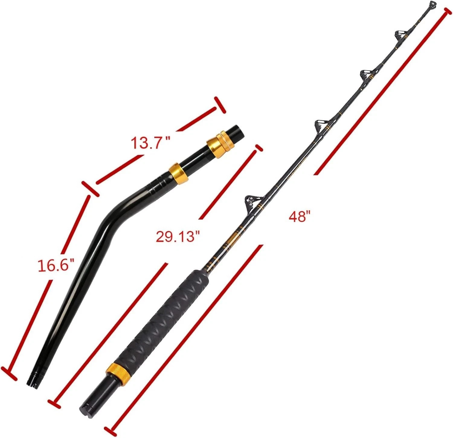 Bent Butt Fishing Rod 2-Piece Saltwater Offshore Trolling Rod Big Game Roller Ro