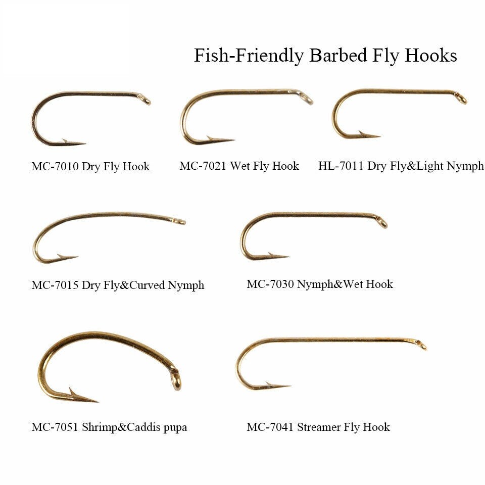 100pcs Fly Tying Hooks Dry&Wet&Nymph&Streamer&Shrimp Hooks 4# – 22#