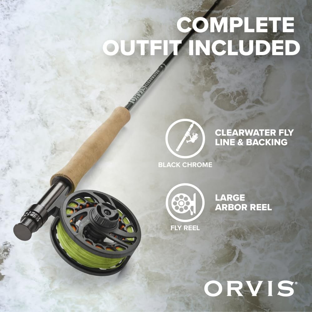 Orvis Clearwater Fly Rod Outfit Fishing Rod and Reel Combo with Black Chrome…